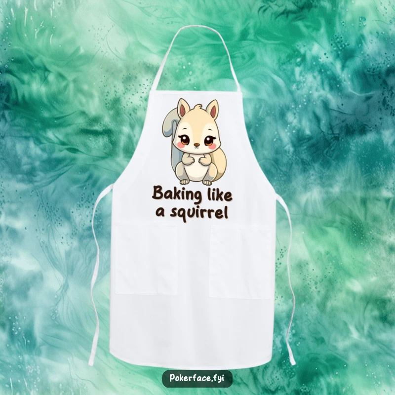 Funny unfazed squirrel apron showing a squirrel with a steady stare, perfect for cooking with focus.