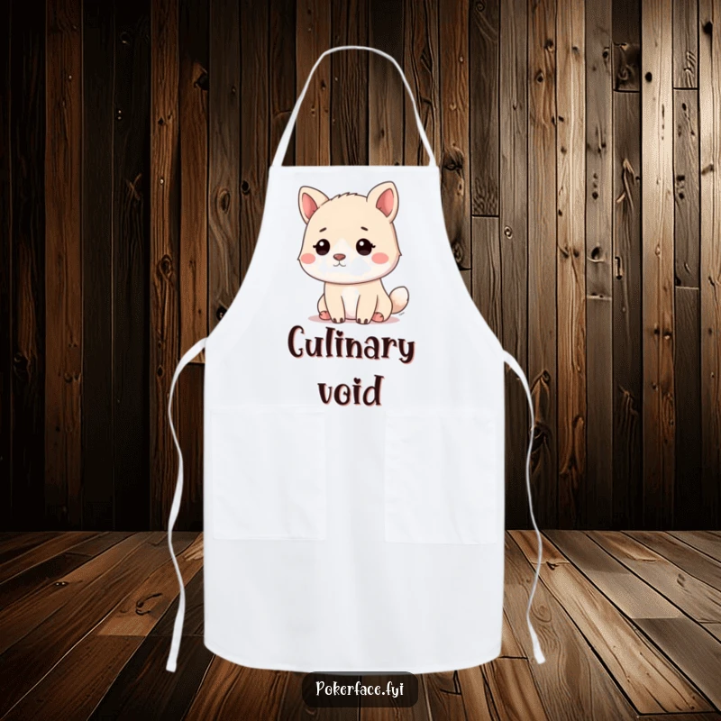 Funny calm animal apron featuring a pet with a blank, unseeing stare, ideal for a stress-free cooking experience.