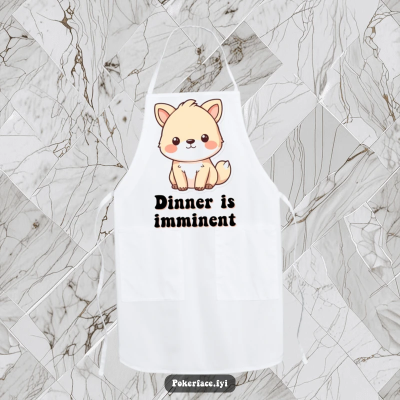 Funny focused animal apron featuring a pet with a determined, emotionless gaze, ready for culinary challenges.