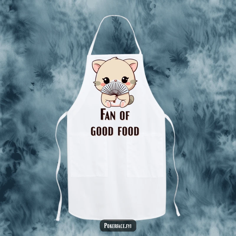 Funny Apron showcasing an animal holding a fan discreetly, great for kitchen humor and subtle reactions.
