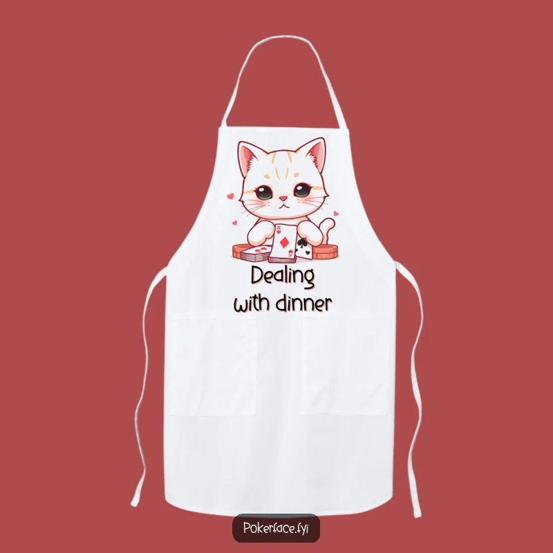 Funny Poker Cat Kitchen Apron: Neutral Feline Playing Cards - Practical Funny Gift!