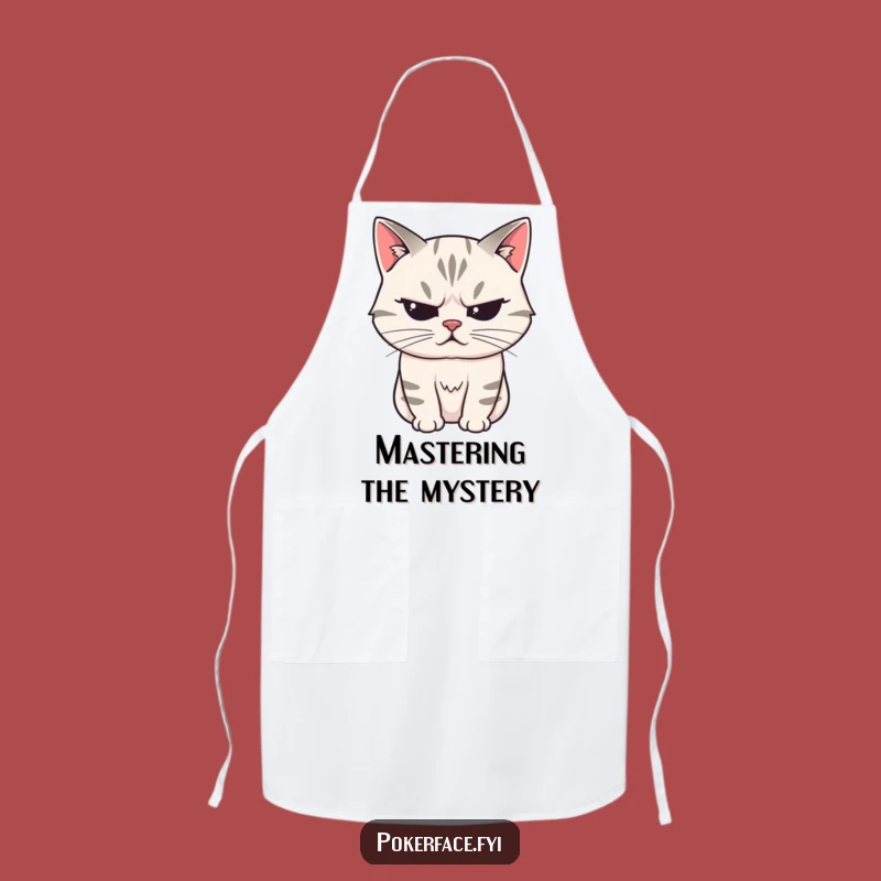 Funny Stoic Cat Apron: Cook with Mystery, Chef's Unreadable Accessory