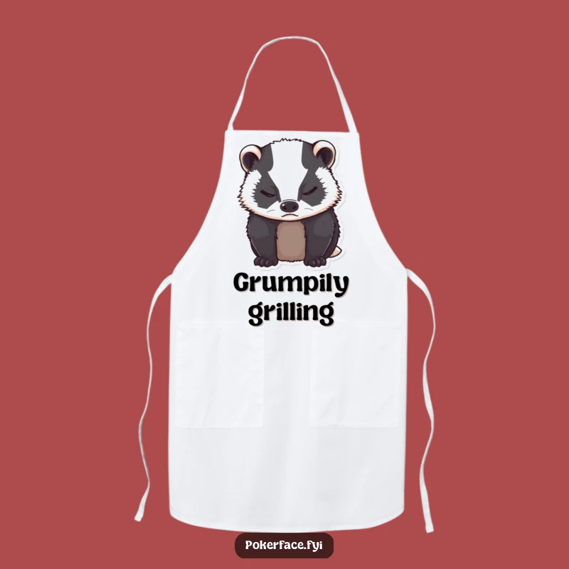 Funny Grumpy Badger Apron: Cook with Stoic Detachment