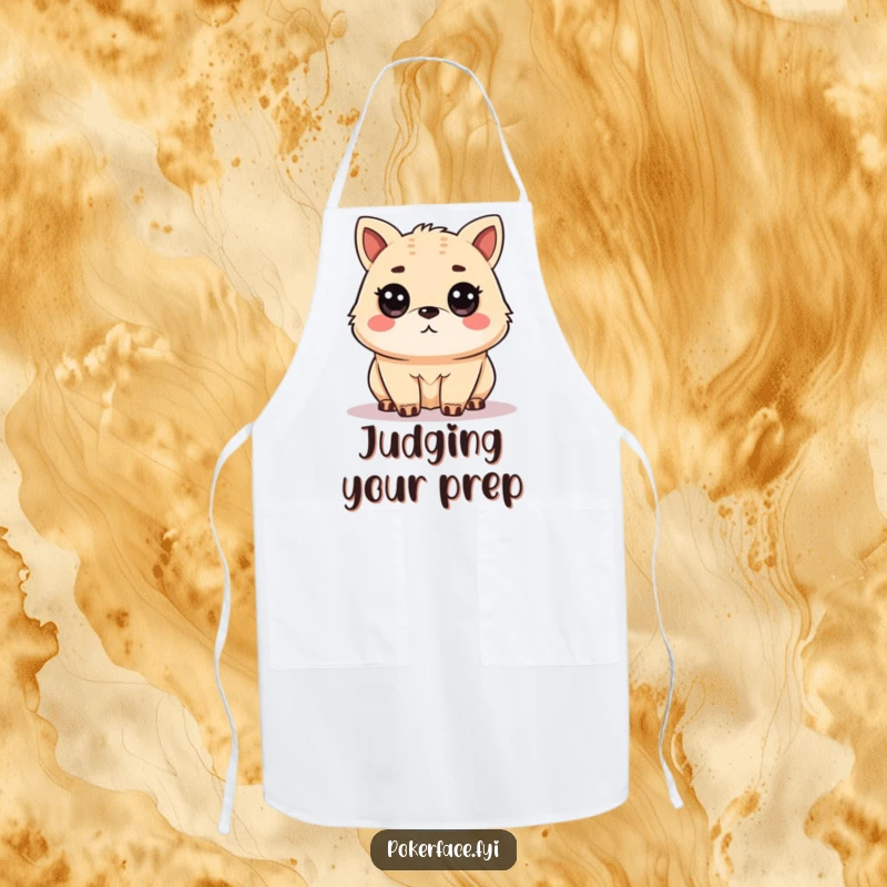 Funny Apron featuring an unamused animal character with a level gaze, perfect for a discerning chef and a funny gift.