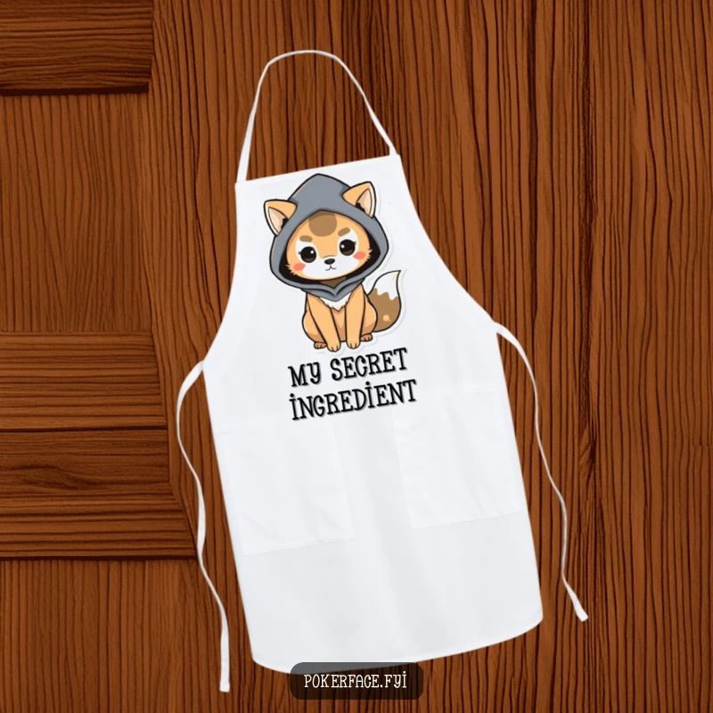 Funny Apron featuring a mysterious animal character with subtle body language, perfect for an enigmatic chef and a funny gift.