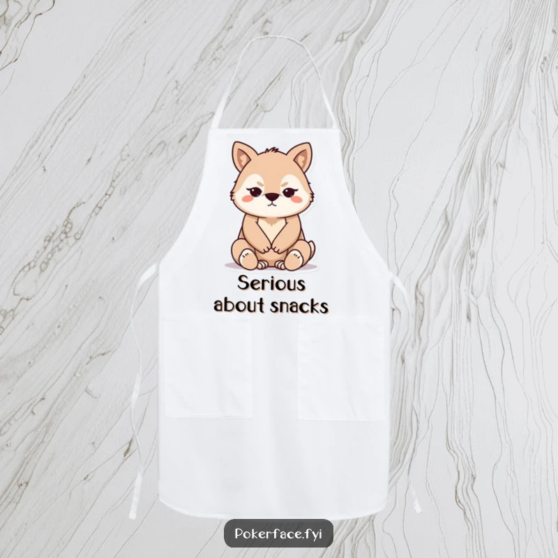 Funny Apron showcasing a stoic animal with folded paws, representing perfect composure, great for kitchen elegance.