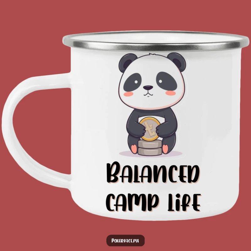 Funny Panda Coin Camping Mug: Sip with Serenity, Hilarious Balance