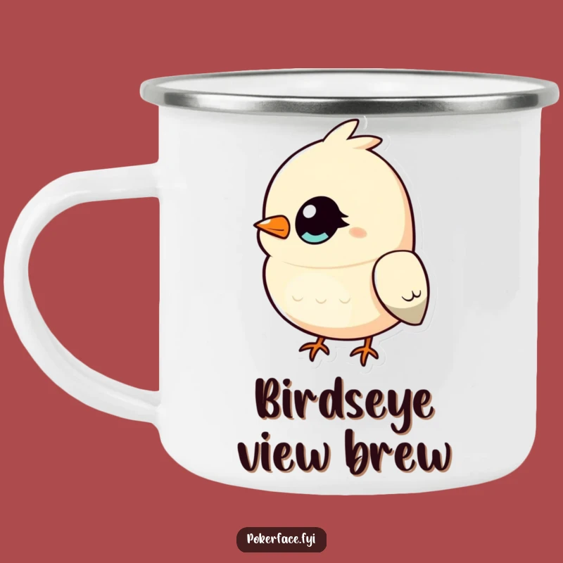 Funny Bird Camping Mug: Unblinking Outdoors, Perfect Gift for Humor!