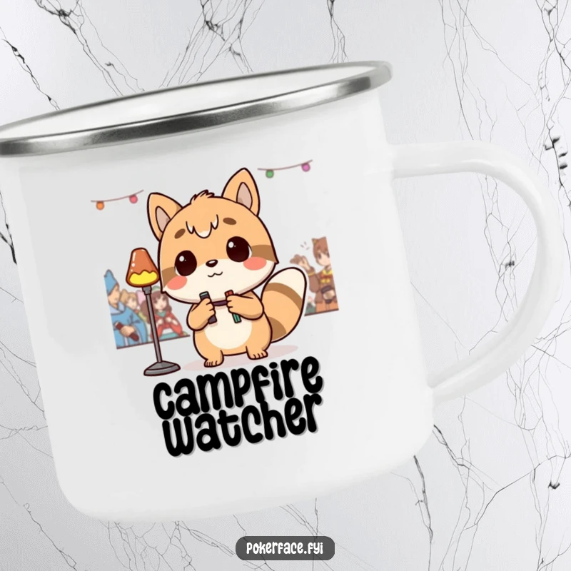 Funny Camping Mug showing a detached animal character observing nature impassively, perfect for outdoor enthusiasts who enjoy calm observation, a funny gift.