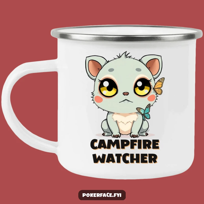Funny Staring Creature Camping Mug: Sip Calm Observation, Adventure Fuel, Hilarious Gift!