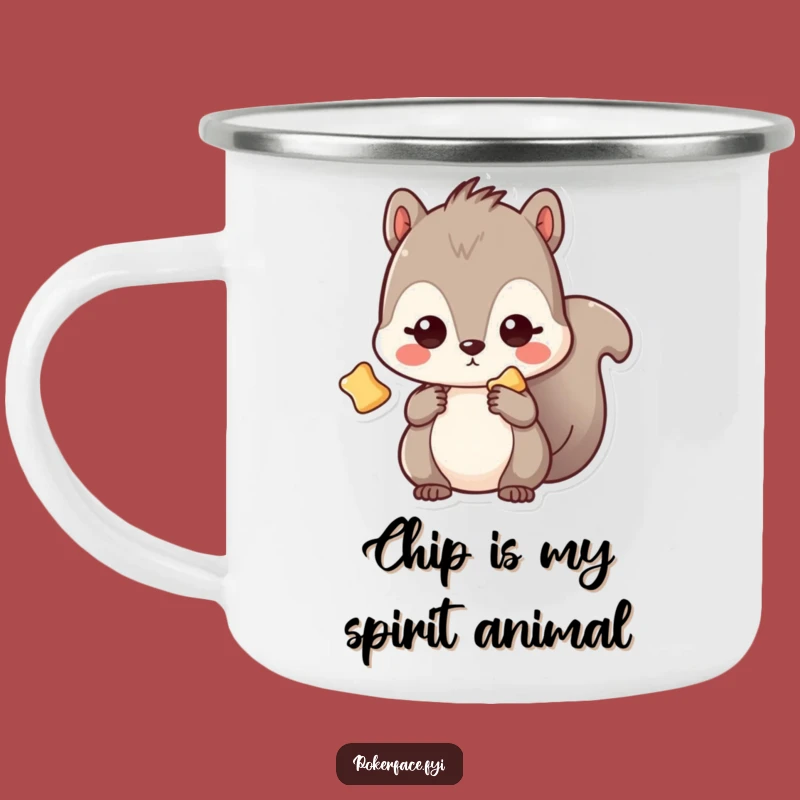 Funny Kawaii Squirrel Chip Camping Mug: Blank Gaze Adventure Fuel, Perfect Gift