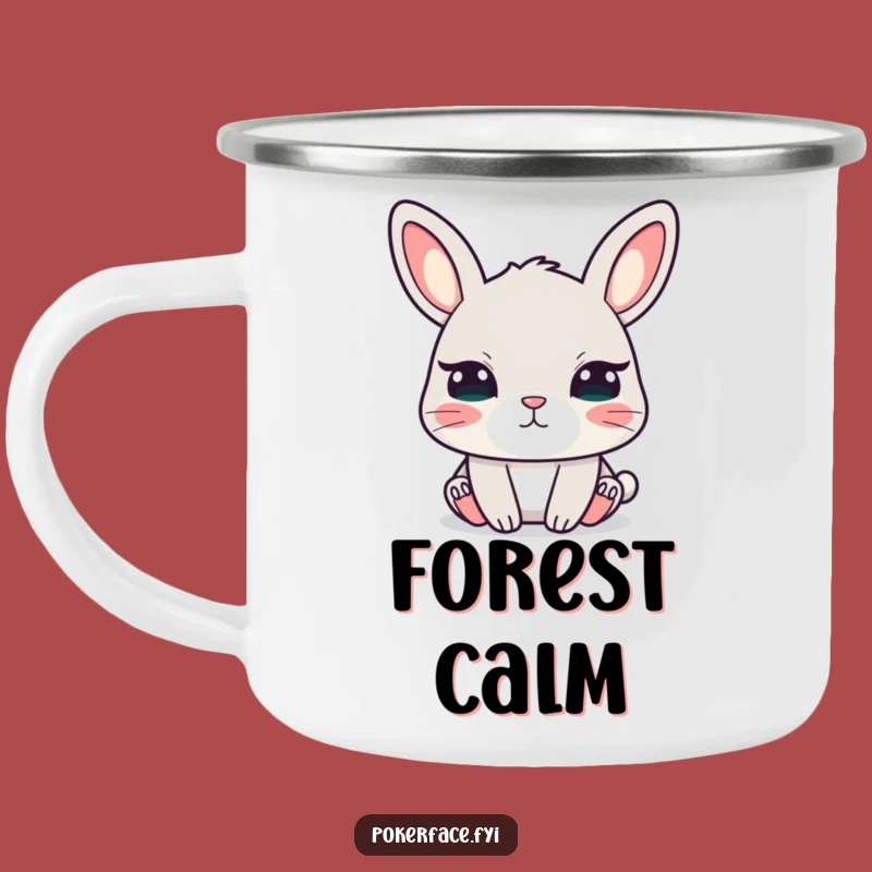 Funny Calm Rabbit Camping Mug, Unblinking Eyes Bunny Outdoor Mug