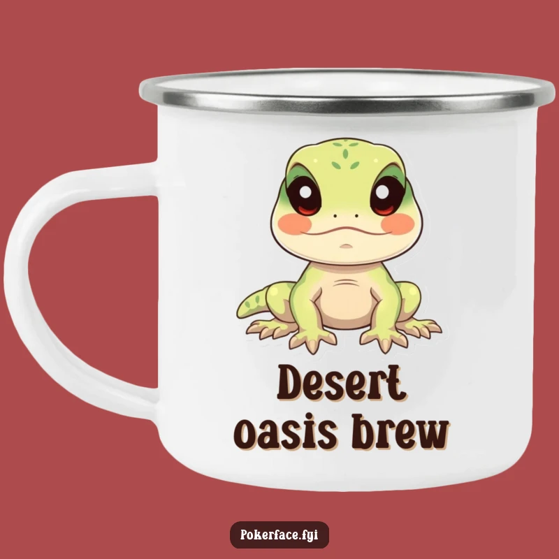 Funny Calm Lizard Camping Mug: Still Companion for Tranquil Outdoors