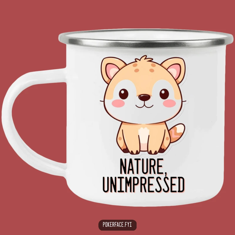 Funny Cute Animal Camping Mug: Outdoor Fun with a Hilarious Neutral Expression