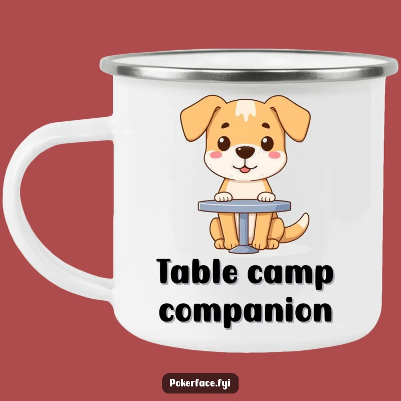 Funny Enamel Dog Camping Mug: Blank Face Sitting - Outdoor Funny Gift!