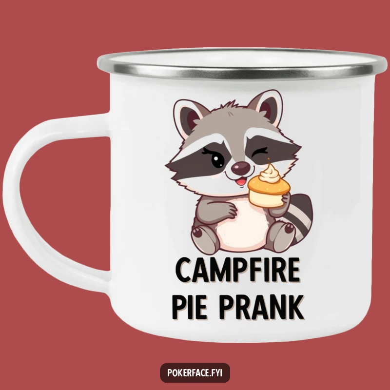 Funny Raccoon Pie Toss Camping Mug: Adventure Fuel with a Wink