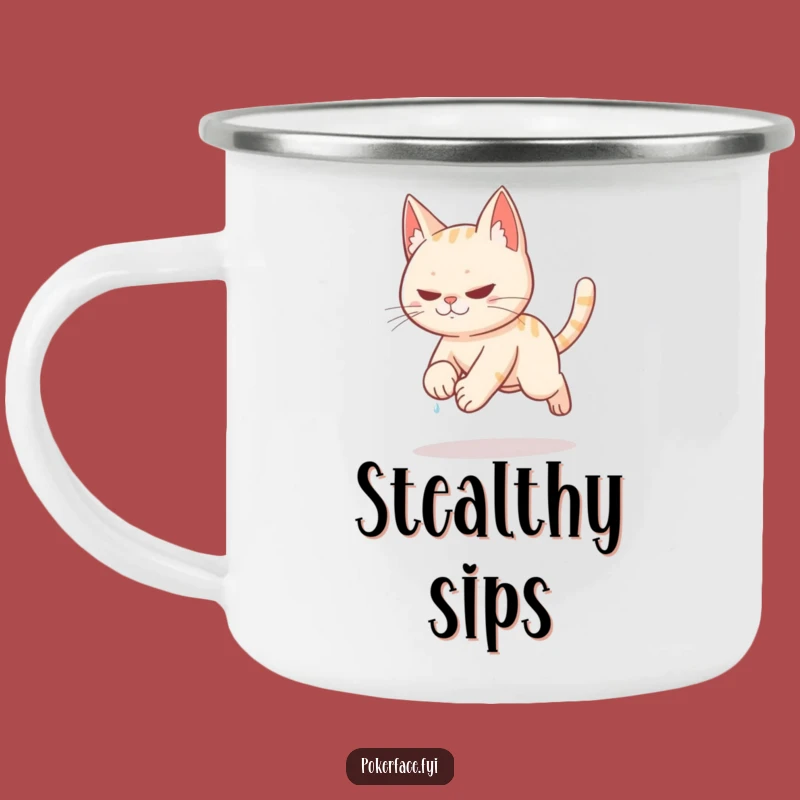 Funny Stealth Cat Camping Mug: Adventure Fuel with Feline Stealth