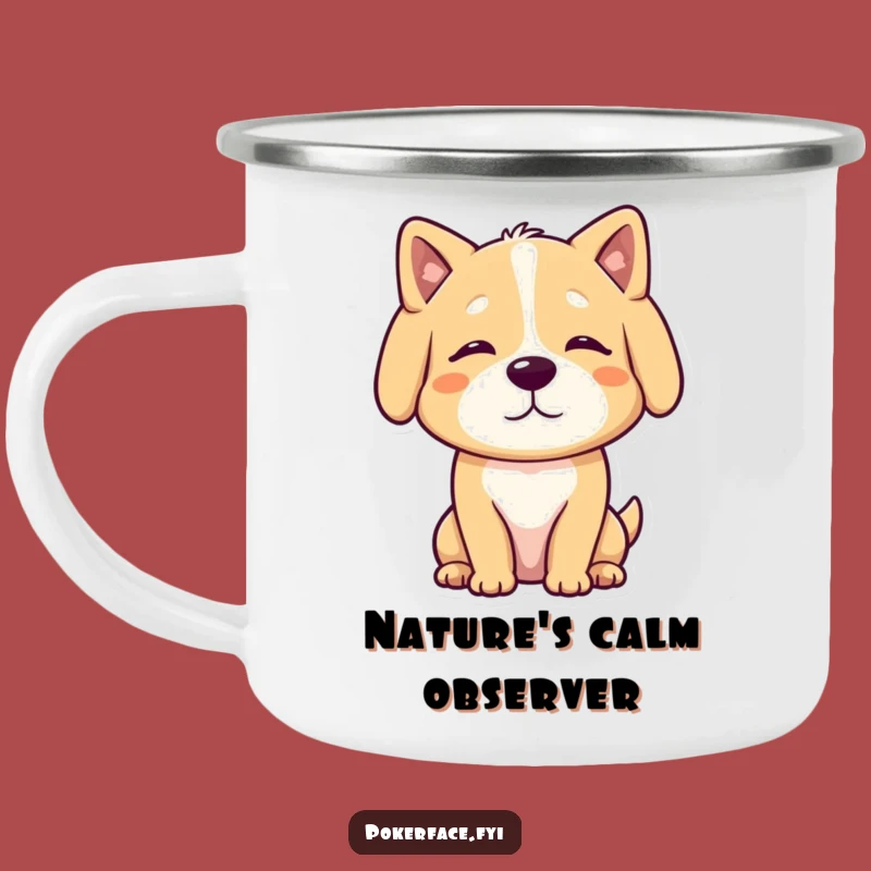 Funny Calm Dog Camping Mug: Peaceful Sips, Neutral Pooch, Outdoor Calm