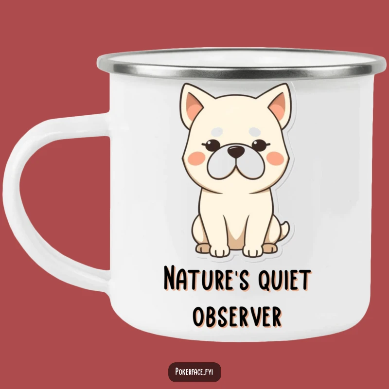 Funny Stoic Dog Camping Mug: Unmoving Coffee Companion for Outdoor Adventures