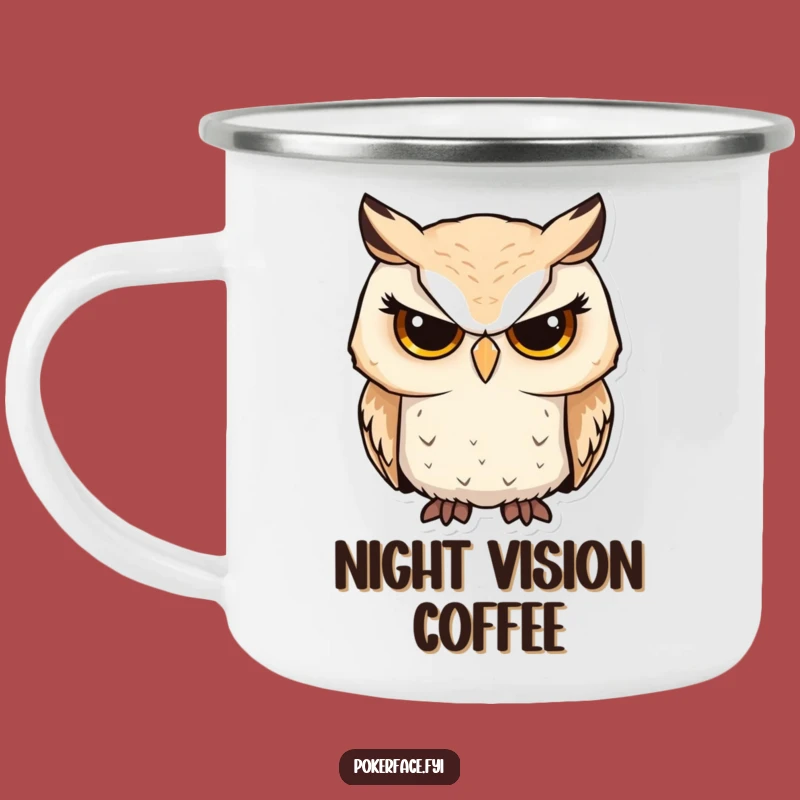 Funny Serious Owl Camping Mug: Focused Hydration for Outdoor Wisdom
