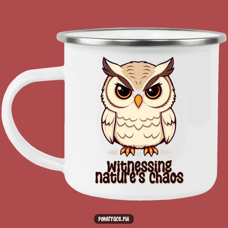 Funny Stoic Owl Camping Mug: Unblinking Wisdom by the Campfire Gift