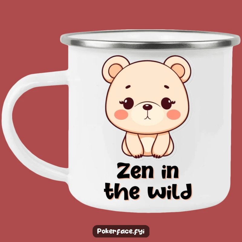 Funny Monotone Bear Camping Mug - Durable Emotionless Character Cup, Hilarious Funny Gift for Outdoors