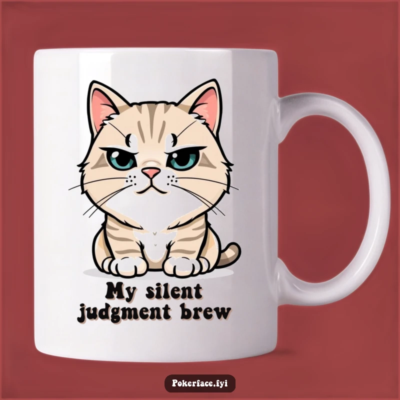 Funny Stoic Cat Mug: Perfectly Still Whiskers for a Calm Coffee Lover