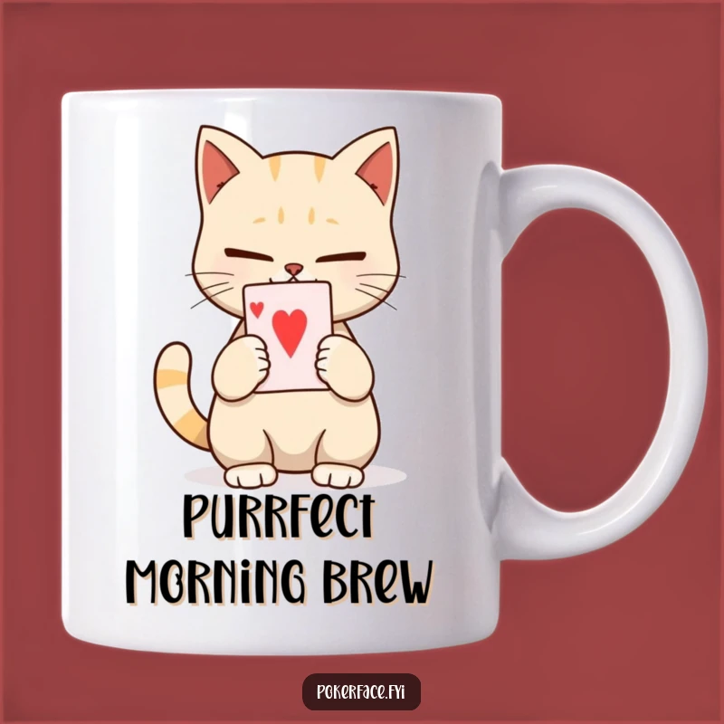Funny Calm Cat Card Mug: Unexpressive Feline - Perfect Gift!