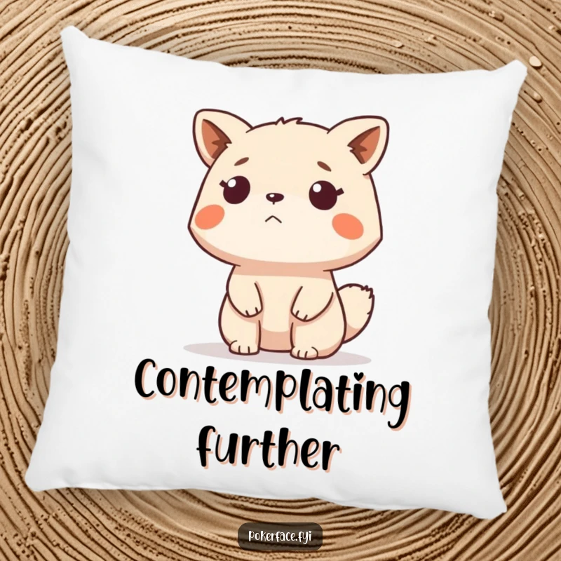Funny Pillow showcasing a stoic animal character gazing impassively, offering ultimate comfort and a touch of quiet humor, a cozy funny gift.