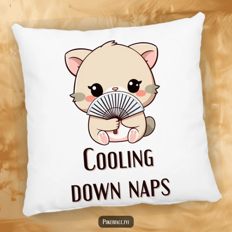 Funny Pillow featuring an animal holding a fan discreetly, a comfortable and subtly humorous gift.
