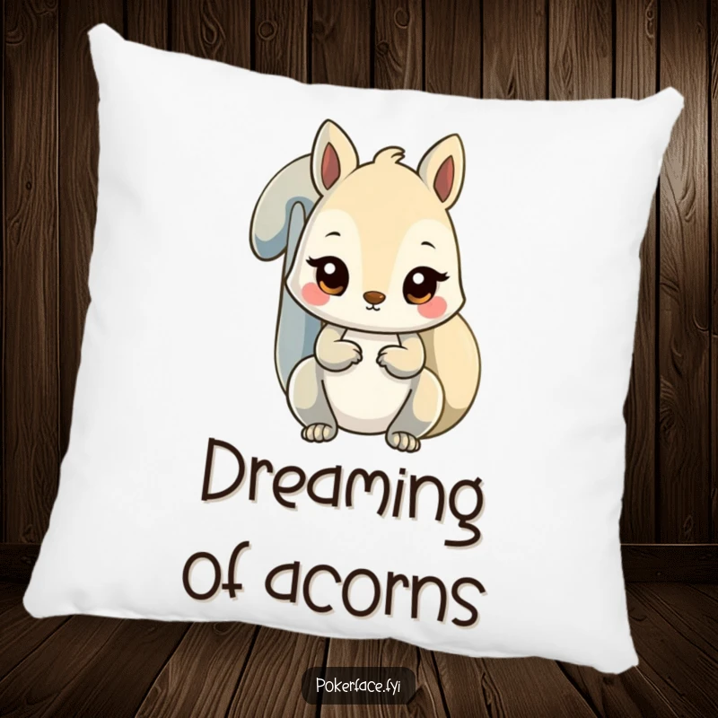 Funny unfazed squirrel pillow with a squirrel character displaying a steady stare, perfect for comfort.
