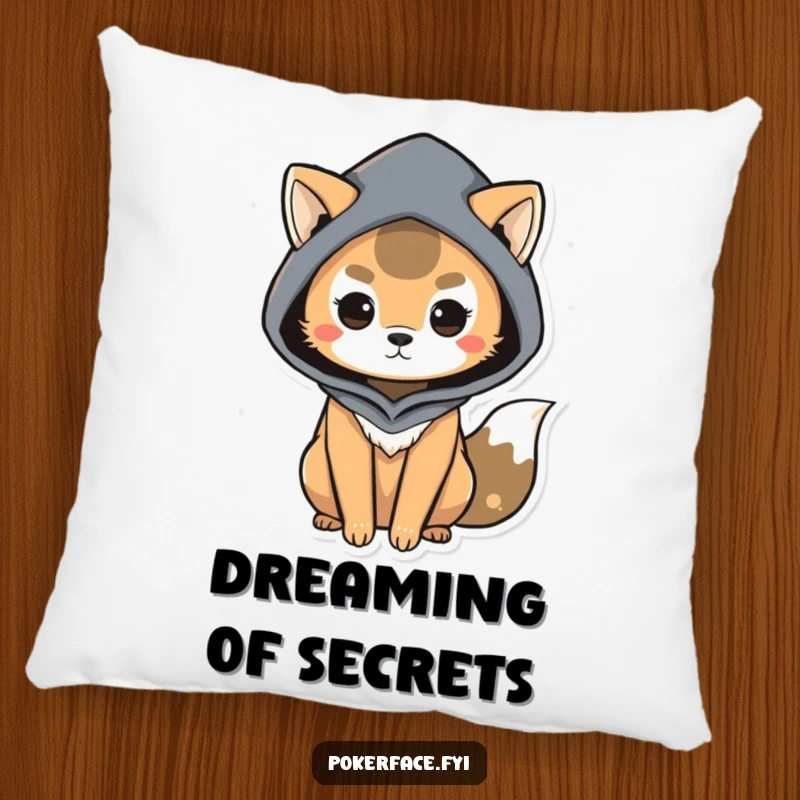 Funny Pillow showcasing a mysterious animal character with subtle body language, offering cozy comfort and a touch of enigmatic allure, a funny gift.