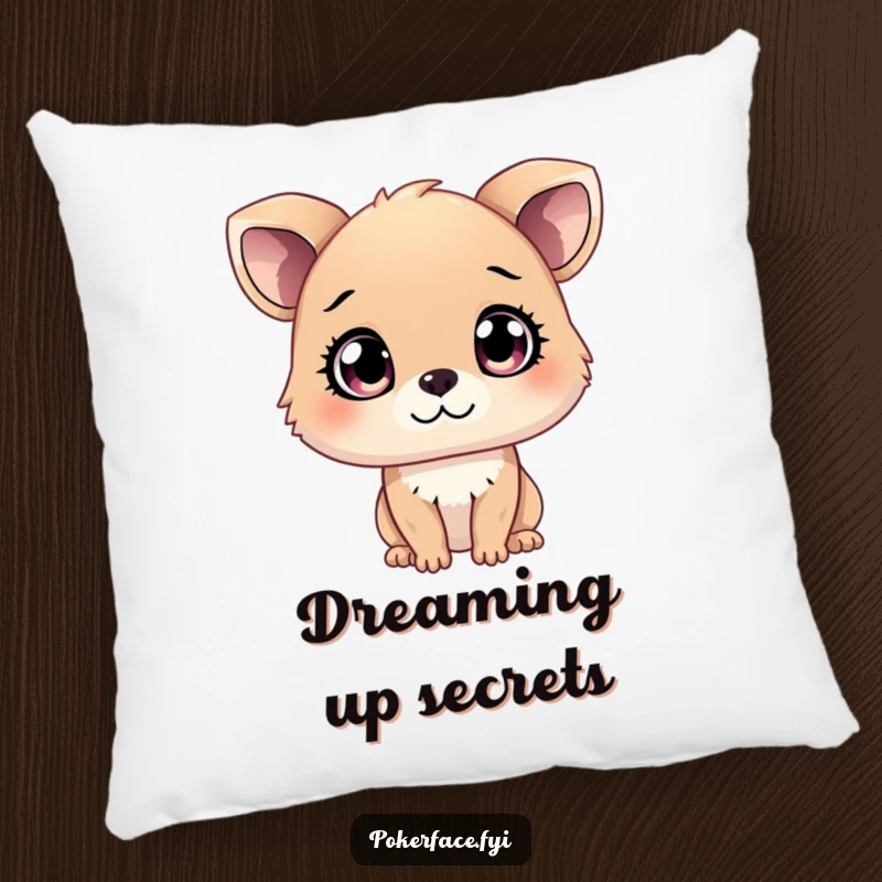 Funny Pillow with a curious animal character whose eyes hold secrets, providing cozy comfort and a hint of mystery, a funny gift.