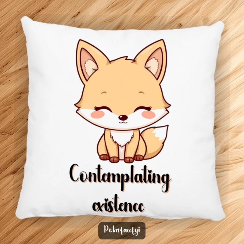 Funny Fox Pillow with a neutral character's mild, unchanging face, offering comfort and subtle humor for sofas and beds.