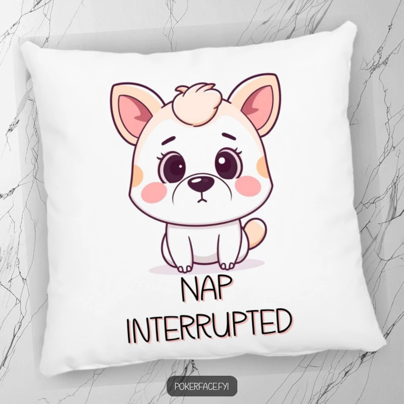 Funny surprised animal pillow showcasing a pet with wide, surprised eyes and a neutral mouth, offering comfort and humor.