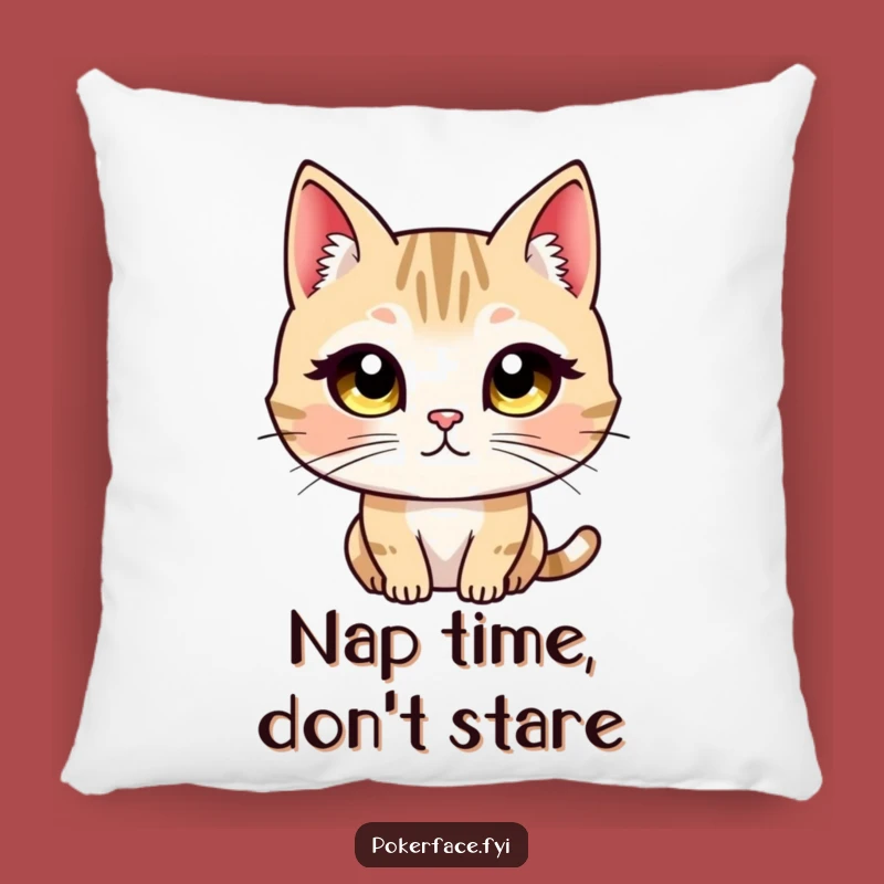 Funny Unblinking Cat Stare Pillow - Cozy Feline Comfort