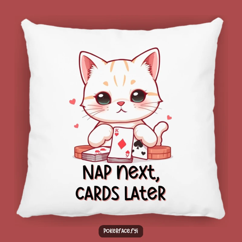 Funny Poker Cat Cushion: Neutral Feline Face Playing Cards - Cozy Funny Gift!