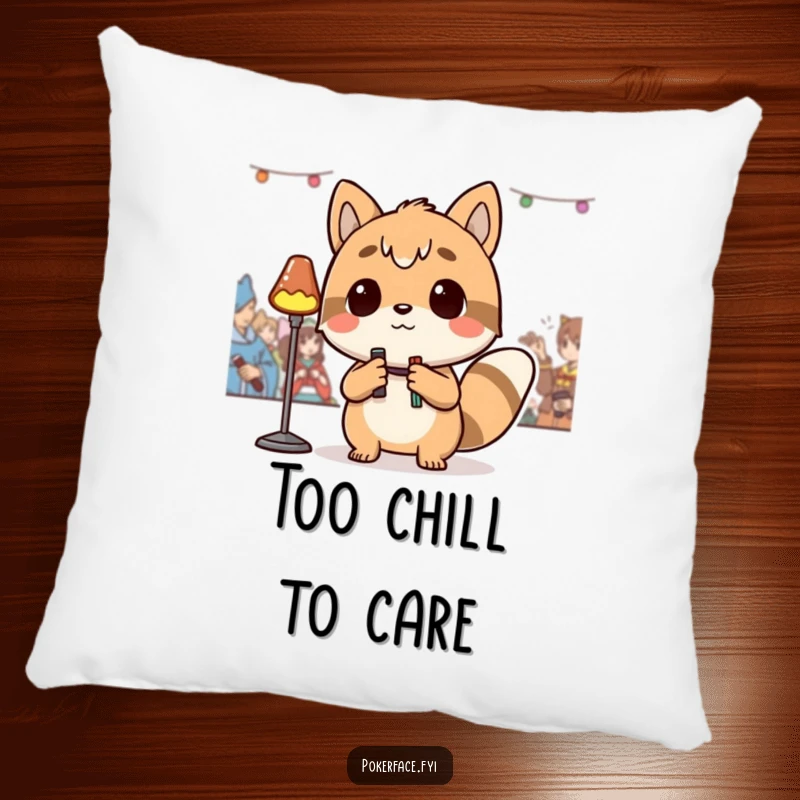 Funny Pillow showcasing a detached animal character observing an event with a neutral expression, offering cozy comfort and a touch of observational humor, a funny gift.