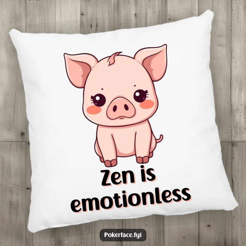 Funny Pillow: A charming Kawaii piglet with a perfectly emotionless face, offering hilarious comfort.