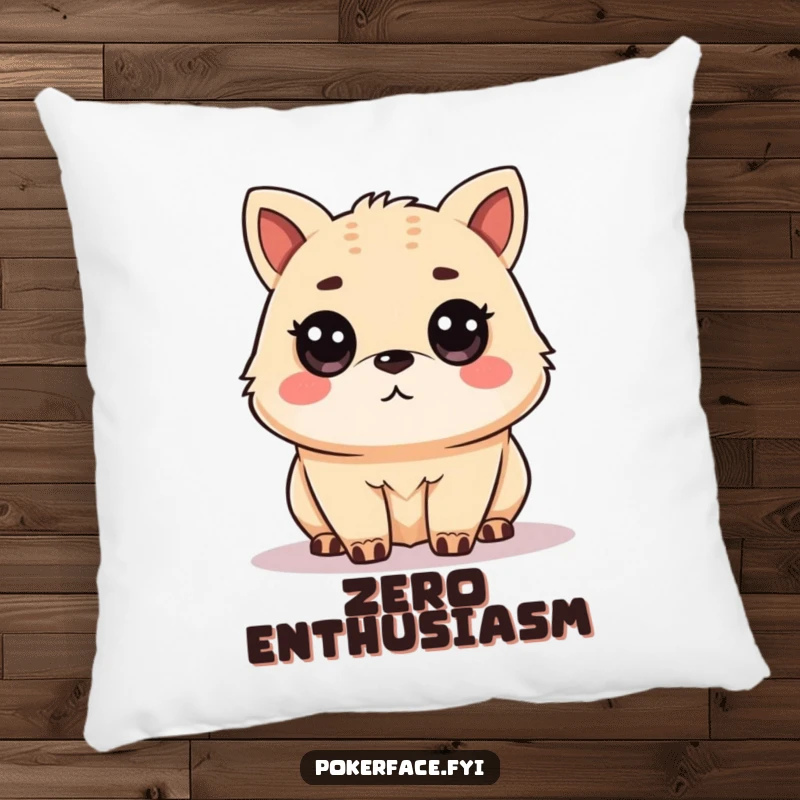 Funny Pillow showcasing an unamused animal character with a direct gaze, offering cozy comfort and a touch of dry humor, a funny gift.