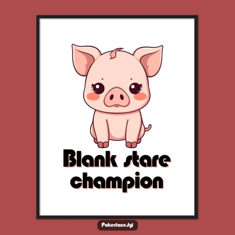 Funny Kawaii Piglet Digital Art: Emotionless Decor, Instant Funny Gift