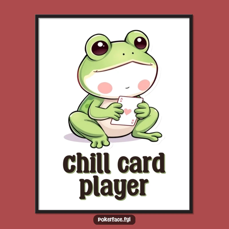 Funny Frog Digital Print: Calm Card Player Art - Instant Funny Gift Download