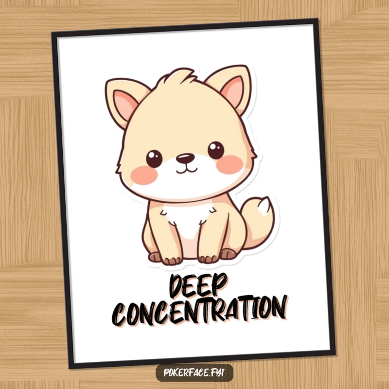 Funny focused animal digital art print featuring a pet with an intensely focused, unreadable gaze, perfect for serious decor.