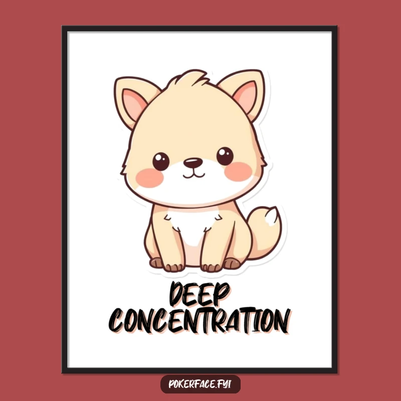 Funny Focused Animal Digital Art: Emotionless Wall Art, Intense Humor Decor Gift