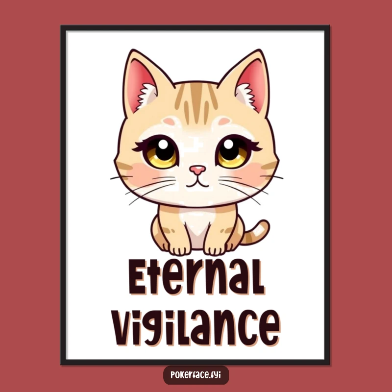 Funny Unblinking Cat Stare Digital Art - Intense Feline Decor