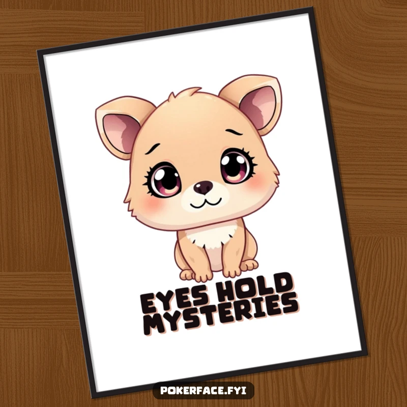 Funny Digital Art Print of a curious animal character with mysterious eyes, adding a touch of intrigue and humor to wall decor, a funny gift.