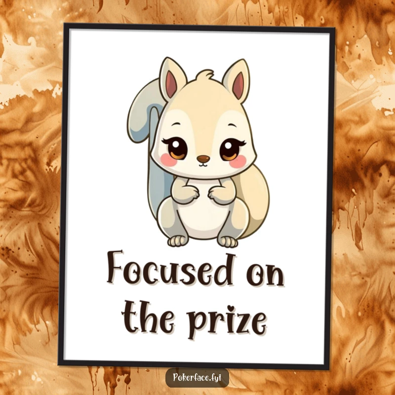 Funny unfazed squirrel digital art print of a squirrel with a steady, unwavering stare, adding focus.