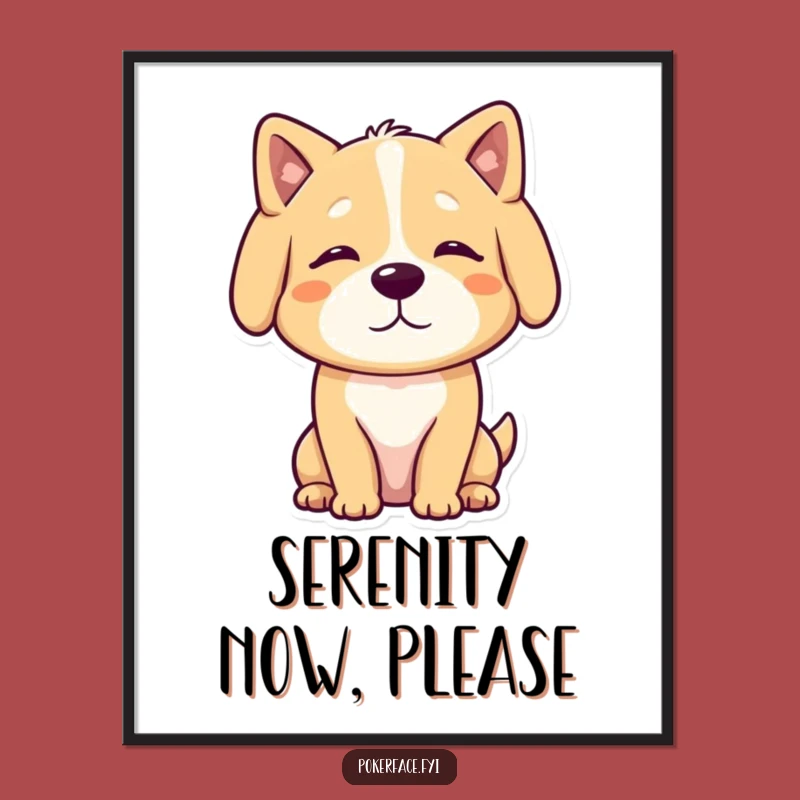 Funny Calm Dog Digital Art: Neutral Posture, Instant Download, Humorous Art