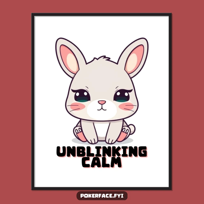Funny Calm Rabbit Digital Art, Unblinking Eyes Bunny Print