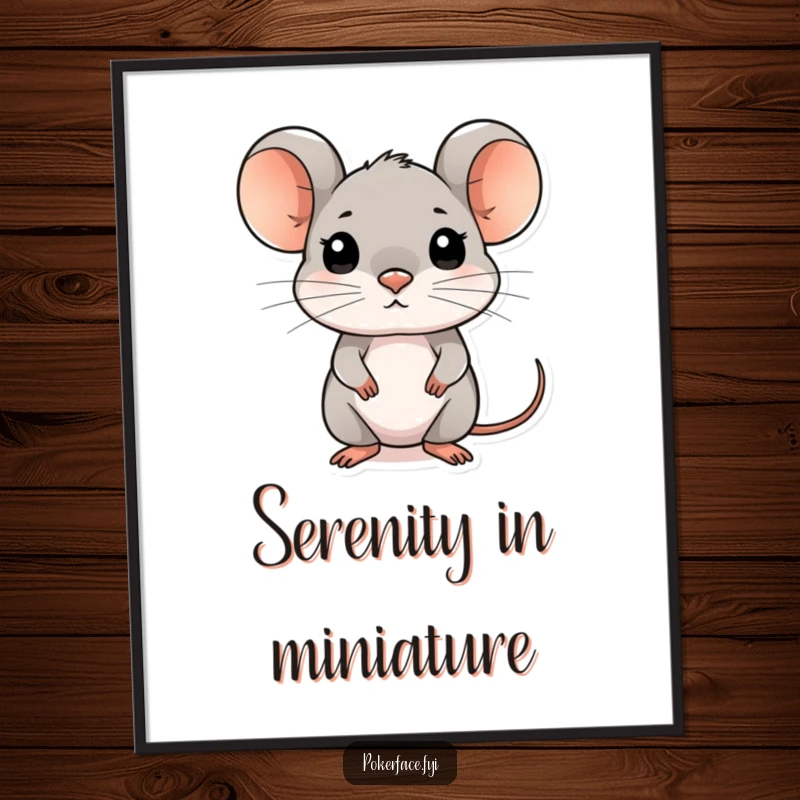 Funny composed mouse digital art print of a mouse with an unreadable, inscrutable face, adding intrigue.